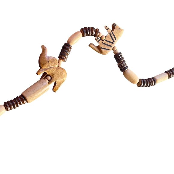 Handcrafted Wooden Beaded Animal Necklace Boho - Picture 2 of 6